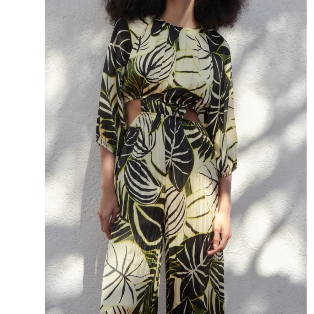 Zara floral print jumpsuit